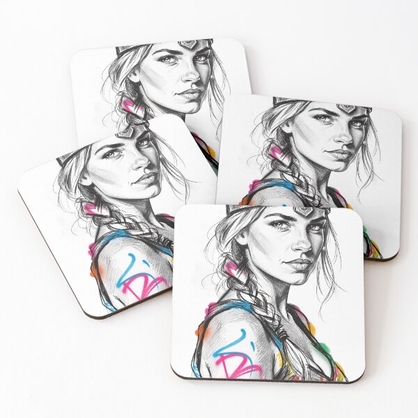 Item preview, Viking Shieldmaiden Street Art Portrait designed and sold by JaaGo PopLab.
