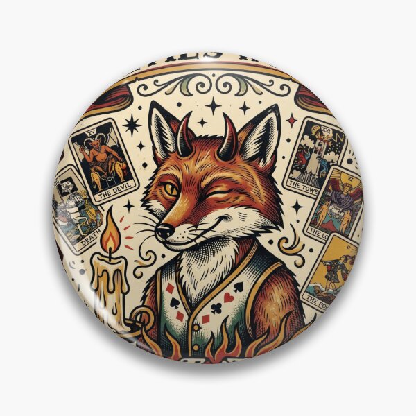Item preview, Devils Work Sly Fox Tarot Card Tattoo Flash Mystical Gambler Aesthetic designed and sold by afarkar.