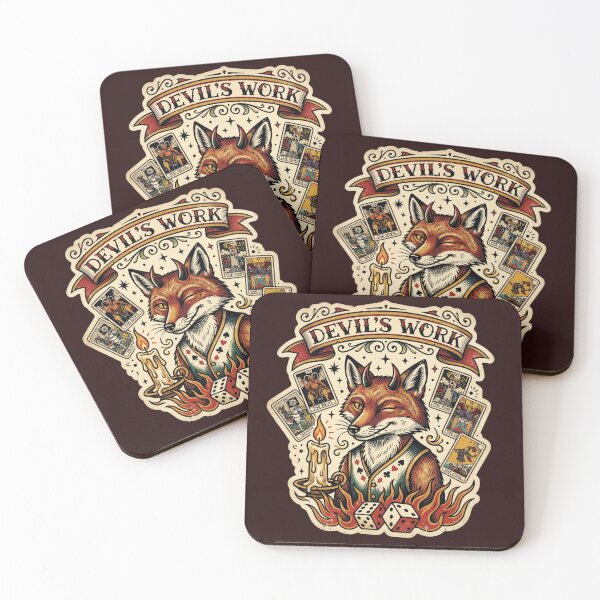 Item preview, Devils Work Sly Fox Tarot Card Tattoo Flash Mystical Gambler Aesthetic designed and sold by afarkar.