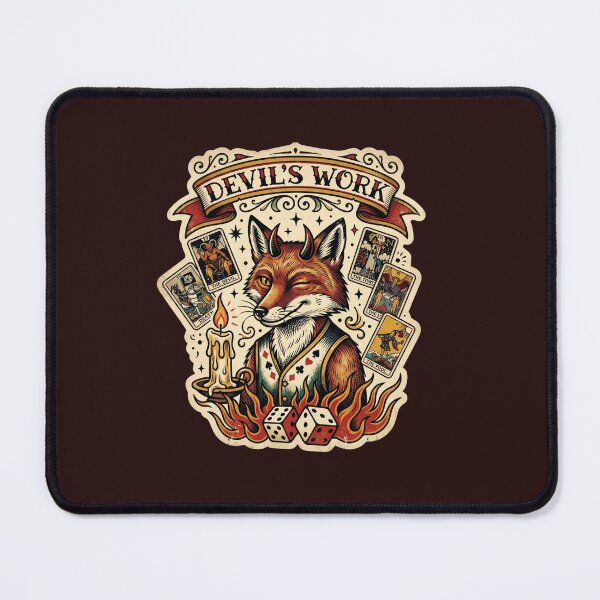 Item preview, Devils Work Sly Fox Tarot Card Tattoo Flash Mystical Gambler Aesthetic designed and sold by afarkar.