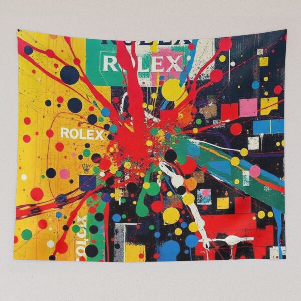Item preview, Luxury Rolex-style typography on a multicolored paint background designed and sold by RAISC.
