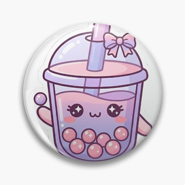 Item preview, Cute Kawaii Boba Tea Character Pastel Purple Sticker Art designed and sold by LYZ7VANI.