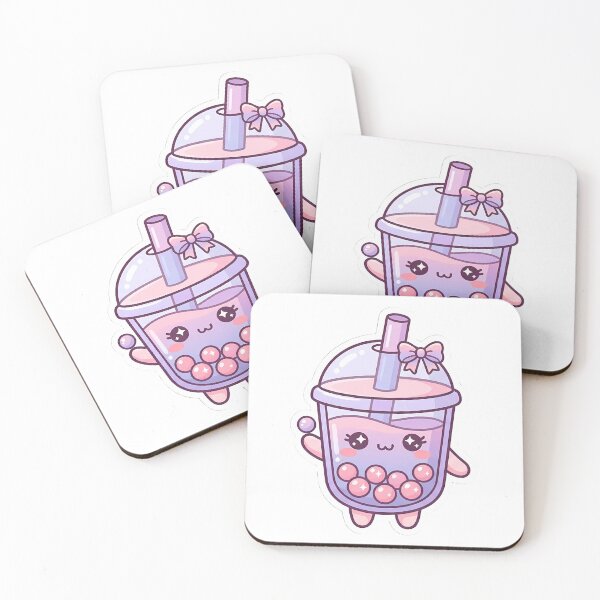 Item preview, Cute Kawaii Boba Tea Character Pastel Purple Sticker Art designed and sold by LYZ7VANI.