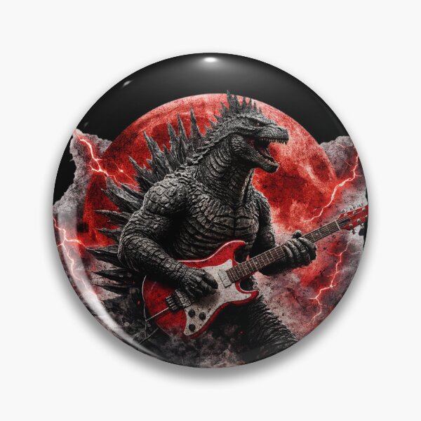 Item preview, Mutant Monster Dinosaur Playing Guitar Against Japanese Sun designed and sold by NBazilenco.