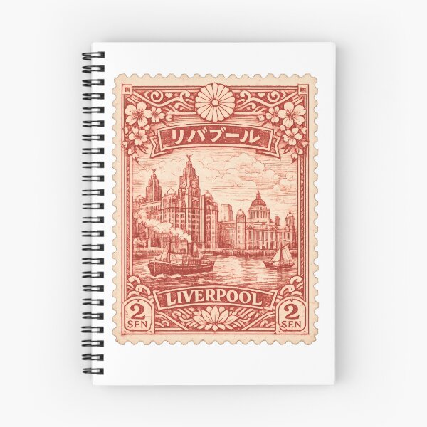 Item preview, Vintage Liverpool Stamp Illustration | Retro British Postage Art | Maritime Music City Travel Design of England designed and sold by PaintedPixels01.