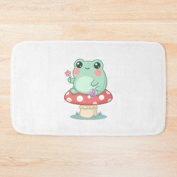 Item preview, Cute Kawaii Frog Sitting on Mushroom with Flower Pastel Art designed and sold by LYZ7VANI.