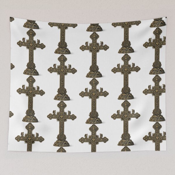 Item preview, Vintage Ornate Christian Cross PNG | Antique Bronze Crucifix Transparent Background designed and sold by arifali786.