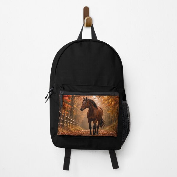Item preview, Brown Horse in Autumn Forest – Rustic Fall Nature Horse Art designed and sold by QuarterHorseArt by Just my Studio.