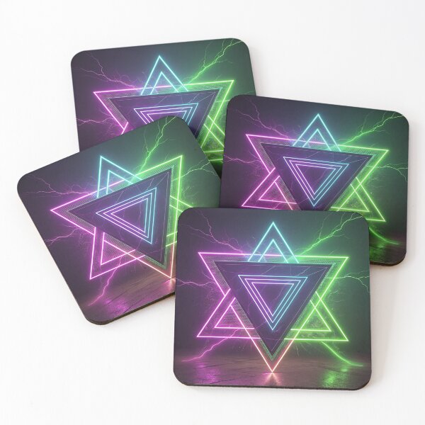 Item preview, Neon Rave Triangles – Techno & Tech House Geometric Art designed and sold by smartlogo_factory.