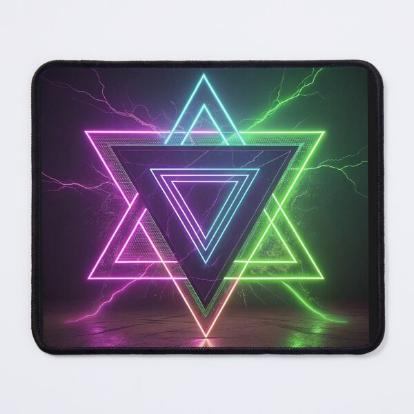 Item preview, Neon Rave Triangles – Techno & Tech House Geometric Art designed and sold by TeeDesignMaster.
