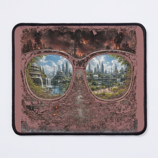 Item preview, Apocalyptic Vision Through Hope Glasses | Surreal Future Graphic T-Shirt | Dystopian vs Utopian Art Design designed and sold by cogite sante.