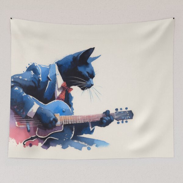 Item preview, Guitar Cat Watercolour designed and sold by KenRinkel.