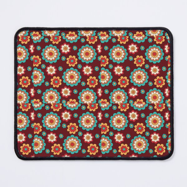 Item preview, Groovy Retro Flower Power Pattern – 70s Boho Floral Repeat Design in Teal Red & Burgundy designed and sold by DERA RAY.