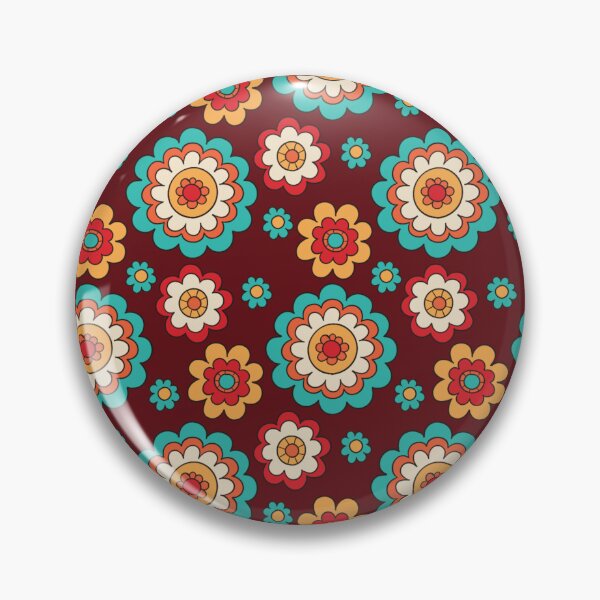 Item preview, Groovy Retro Flower Power Pattern – 70s Boho Floral Repeat Design in Teal Red & Burgundy designed and sold by DERA RAY.