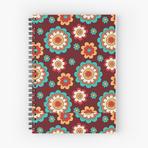 Item preview, Groovy Retro Flower Power Pattern – 70s Boho Floral Repeat Design in Teal Red & Burgundy designed and sold by DERA RAY.
