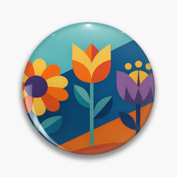 Item preview, Geometric Flowers in a Colour Block Landscape designed and sold by InkSmithery.