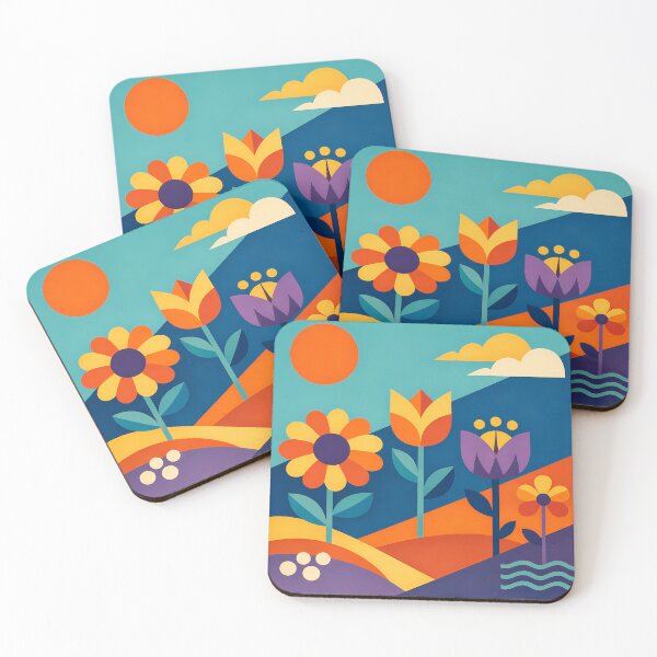 Item preview, Geometric Flowers in a Colour Block Landscape designed and sold by InkSmithery.