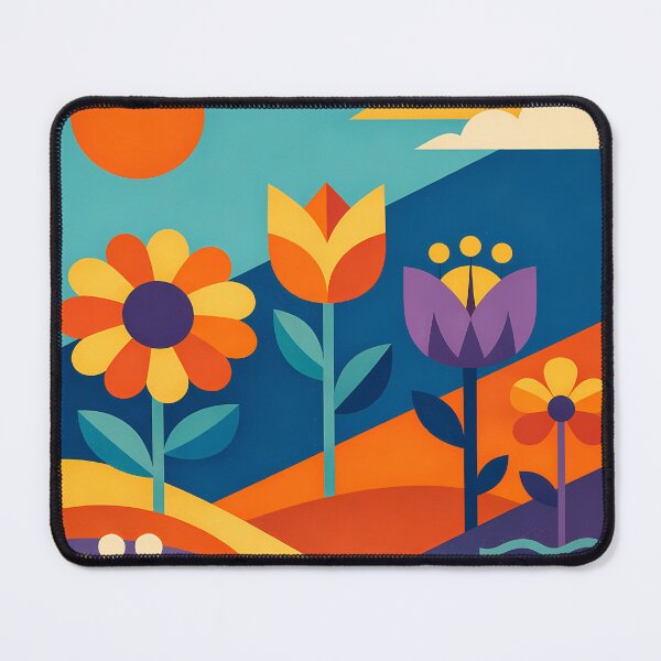 Item preview, Geometric Flowers in a Colour Block Landscape designed and sold by InkSmithery.