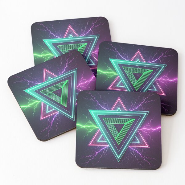 Item preview, Neon Glow Triangles – Techno & Tech House Geometric Art designed and sold by smartlogo_factory.