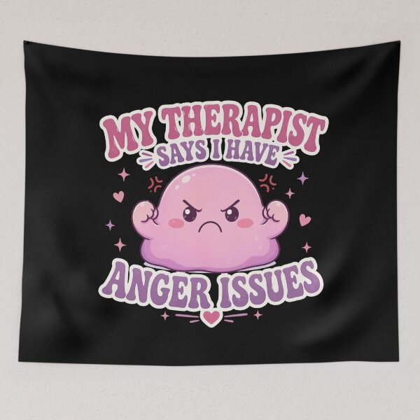 Item preview, Funny Anger Issues Quote Cute Emotional Character Design designed and sold by StickerHavenn.