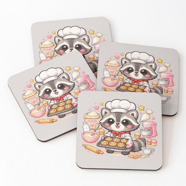 Item preview, Cute Raccoon Baker – Kawaii Cookie Chef Illustration designed and sold by blankTeeShirt.