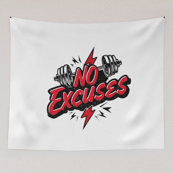 Item preview, No Excuses Gym Motivation Typography Fitness Design designed and sold by StickerHavenn.