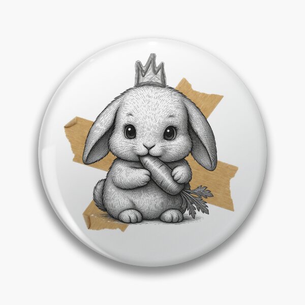 Item preview, Cute Bunny King Carrot Sketch Aesthetic Cottagecore Rabbit designed and sold by Rhodes Shop.