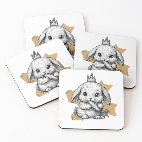Item preview, Cute Bunny King Carrot Sketch Aesthetic Cottagecore Rabbit designed and sold by Rhodes Shop.