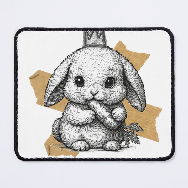 Item preview, Cute Bunny King Carrot Sketch Aesthetic Cottagecore Rabbit designed and sold by Rhodes Shop.