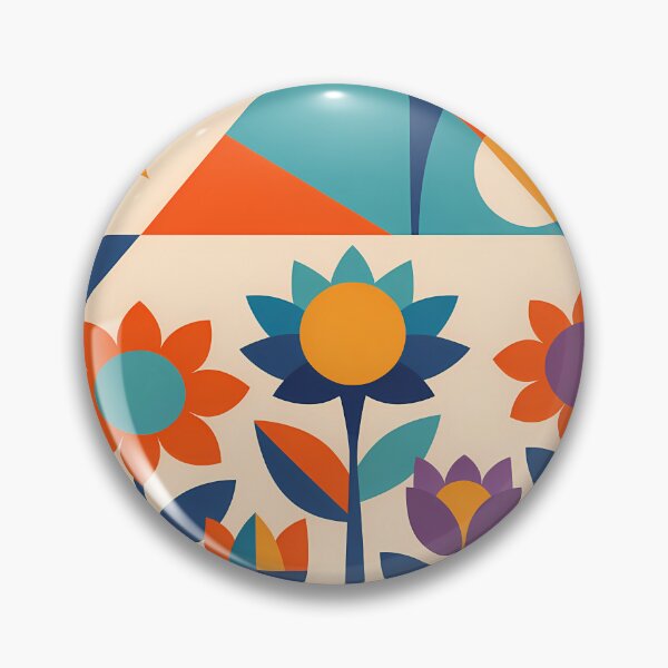 Item preview, Geometric Flower Garden with Sun and Moon designed and sold by InkSmithery.