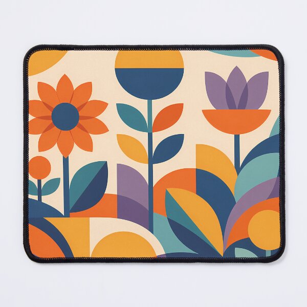 Item preview, Geometric Botanical Flowers in Warm Retro Colours designed and sold by InkSmithery.