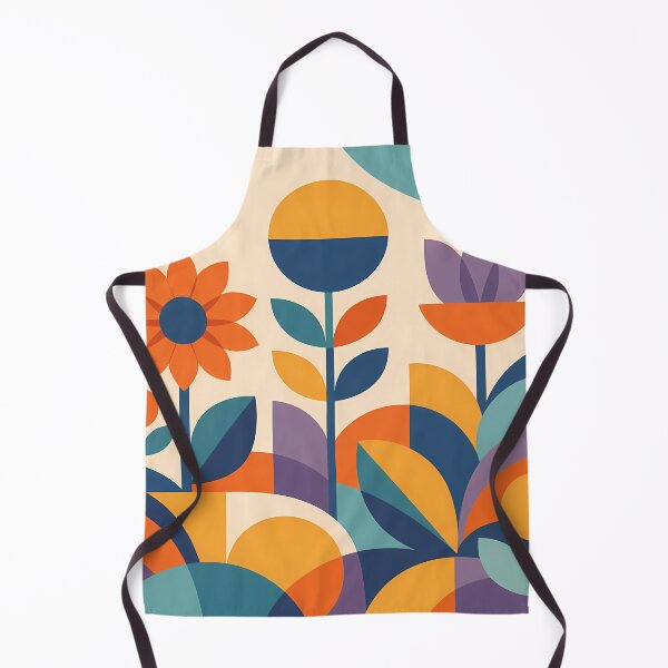 Item preview, Geometric Botanical Flowers in Warm Retro Colours designed and sold by InkSmithery.
