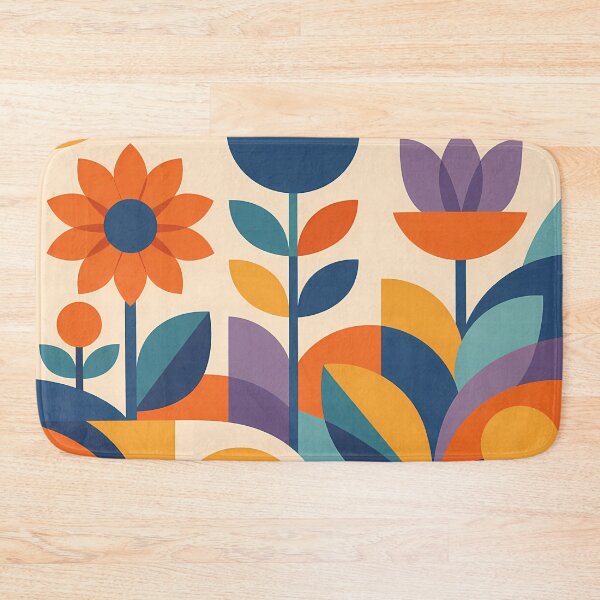 Item preview, Geometric Botanical Flowers in Warm Retro Colours designed and sold by InkSmithery.