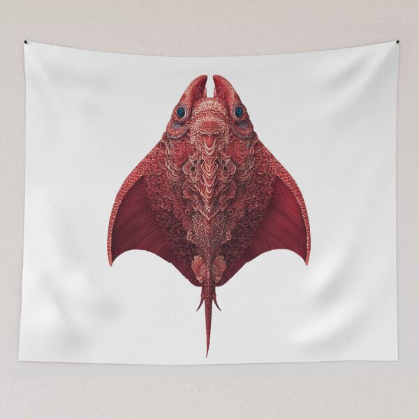 Item preview, Intricate Red Eagle Ray - Japanese Ornamental Style Art designed and sold by Skyburial.