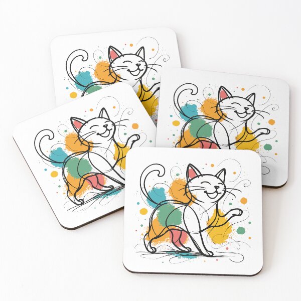Item preview, Playful Abstract Cat Line Art Painting designed and sold by Fabrikola.
