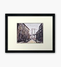 Watercolor painting of Brooklyn Bridge- New York City, NY (USA) Framed Print