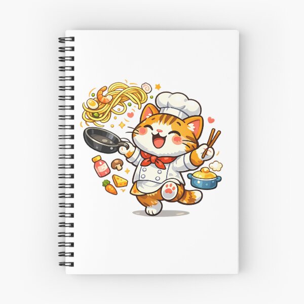 Item preview, Cute Chef Cat Tossing Noodles Kawaii Sticker Design designed and sold by ArtistryPulse90.