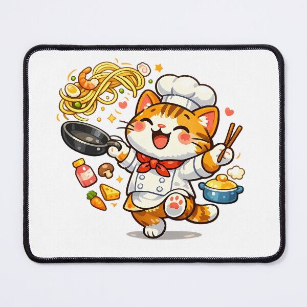 Item preview, Cute Chef Cat Tossing Noodles Kawaii Sticker Design designed and sold by ArtistryPulse90.