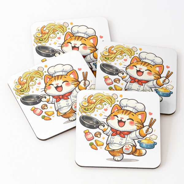 Item preview, Cute Chef Cat Tossing Noodles Kawaii Sticker Design designed and sold by ArtistryPulse90.