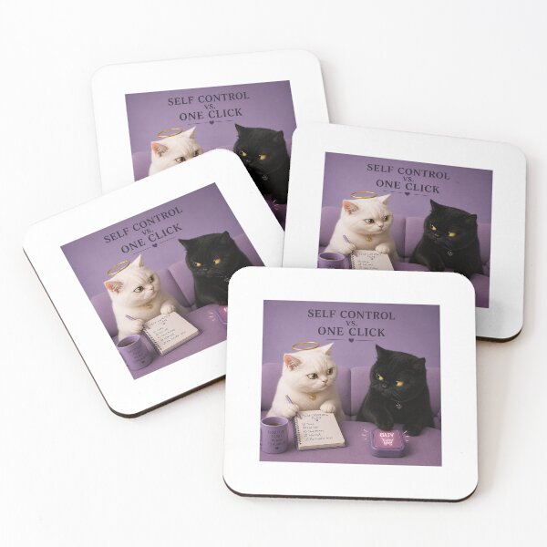 Item preview, Self Control vs One Click Cat designed and sold by LovelyCatGalaxy.