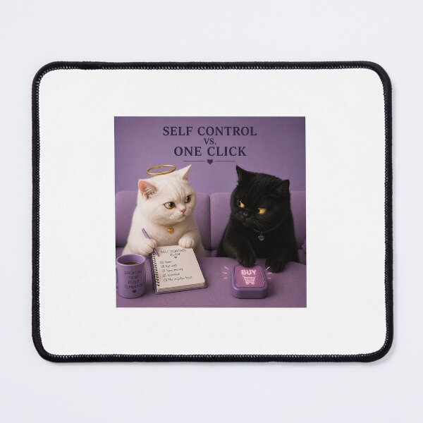 Item preview, Self Control vs One Click Cat designed and sold by LovelyCatGalaxy.