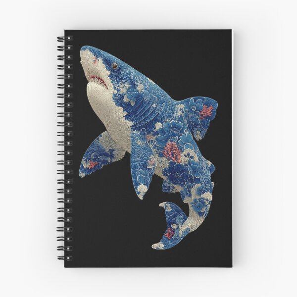 Item preview, Blue Willow Floral Great White Shark - Maximalist Papercut Art designed and sold by Skyburial.