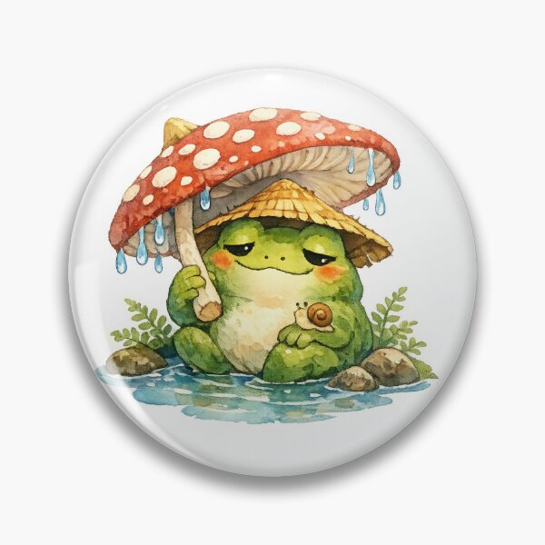Item preview, Cute Watercolor Frog with Mushroom Umbrella designed and sold by SandiCreative.