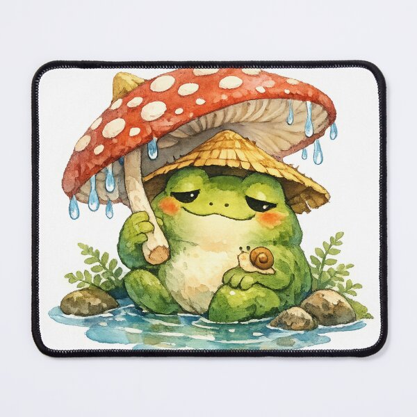 Item preview, Cute Watercolor Frog with Mushroom Umbrella designed and sold by SandiCreative.