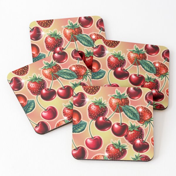 Item preview, Cherry & strawberry retro pop pattern designed and sold by Karaburmagirl.