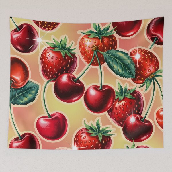 Item preview, Cherry & strawberry retro pop pattern designed and sold by Karaburmagirl.