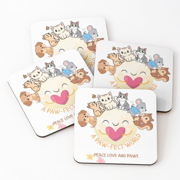 Item preview, A Paw-fect World - Cute Animals Peace Love and Paws designed and sold by ArcheVectors.
