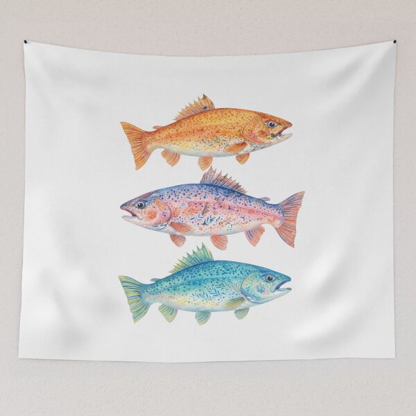 Item preview, Trout Fish Trio Retro Nature Graphic designed and sold by InfiniteOrbit.