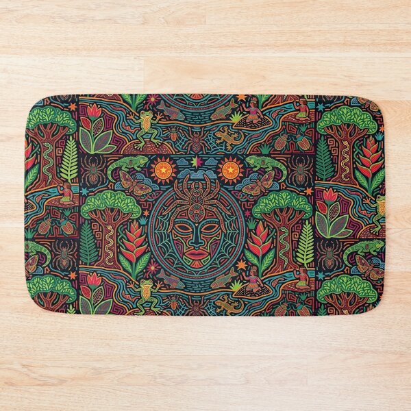 Item preview, Mystical Spider Shaman Mola Art | Sacred Web of Life Tapestry | Vibrant Indigenous Jungle Totem designed and sold by SergioMiklos.