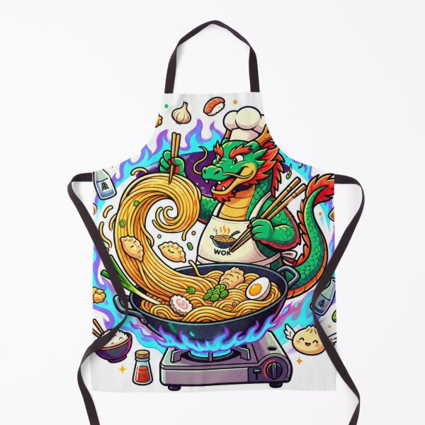 Item preview, Dragon Wok Master – Funny Ramen Chef Dragon Sticker designed and sold by LevelUpReads.